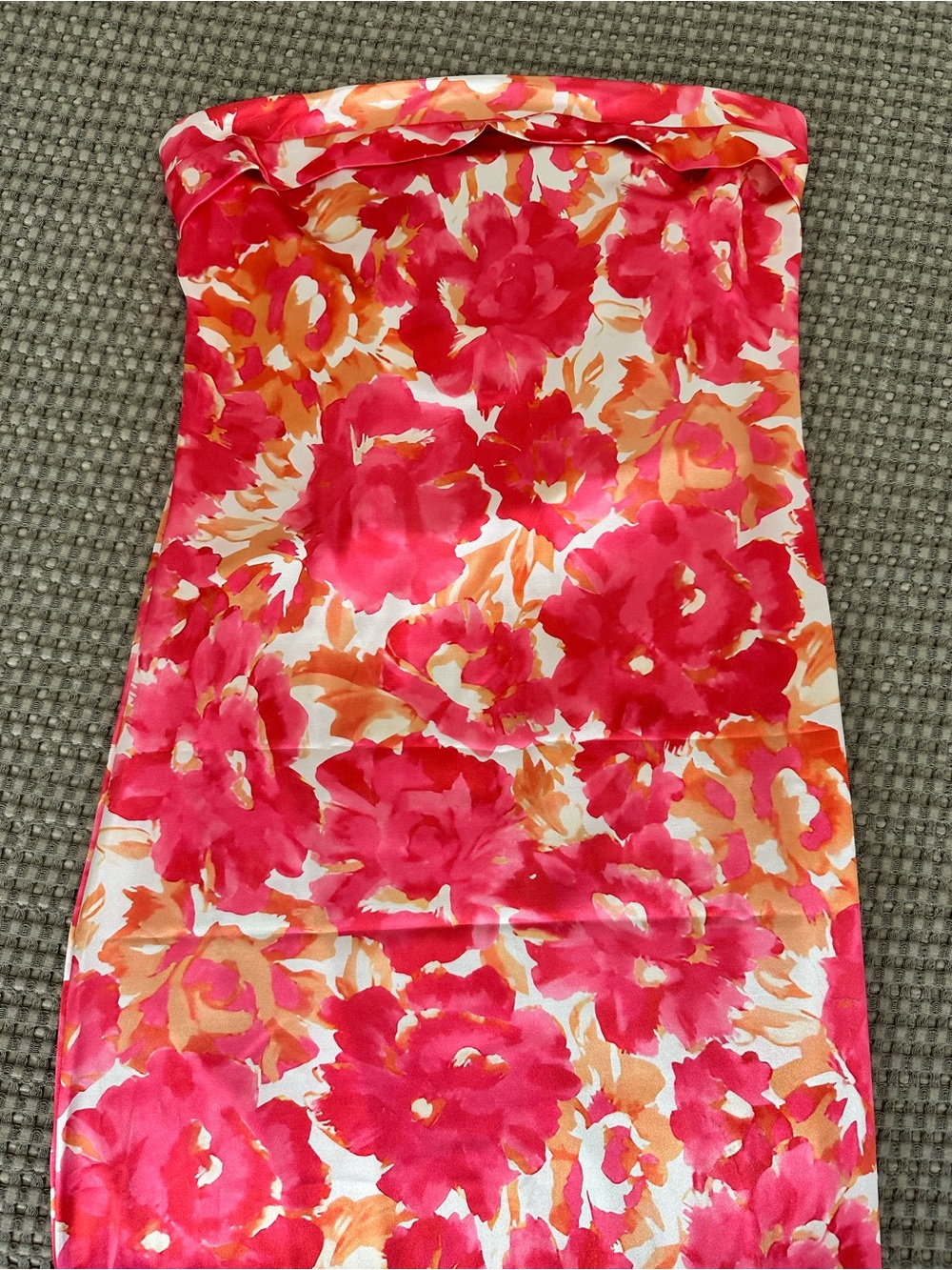 Floral Strapless Sundress in Pink and Orange